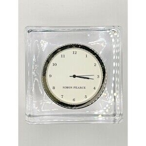 Simon Pearce Woodbury Square Modernist Glass Clock Working Condition